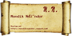 Mondik Nándor névjegykártya